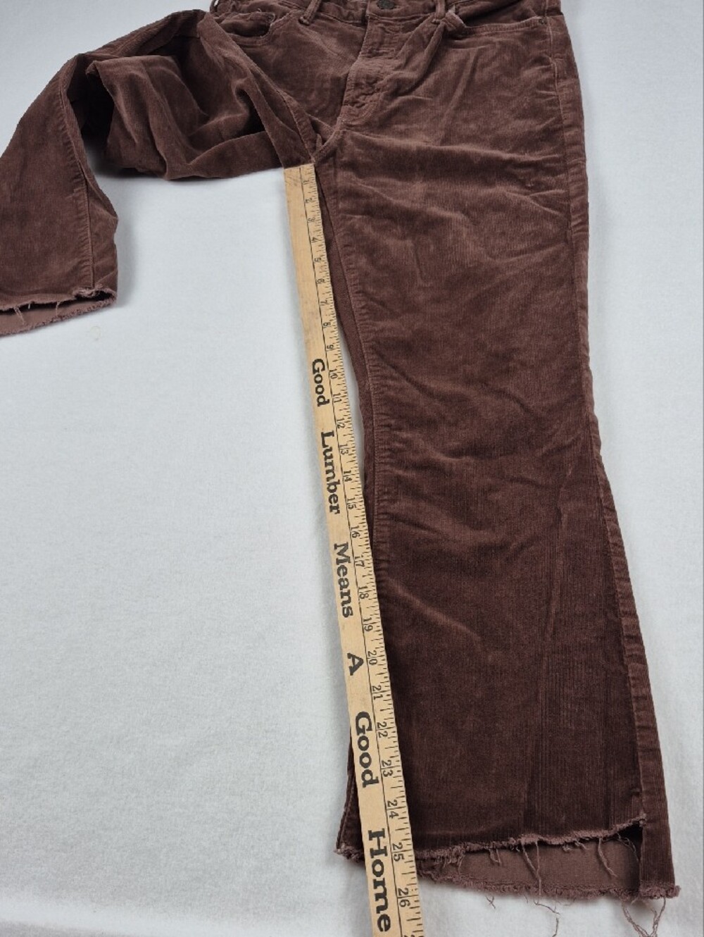 MOTHER The Insider Crop Step Fray Corduroy Pants 28 Umber Brown Stretch 1157-618 - Picture 8 of 12